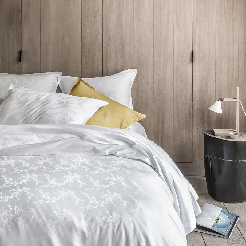 Pure Cotton 330TC Sateen Jacquard Hotel Pigil Count i arkusze