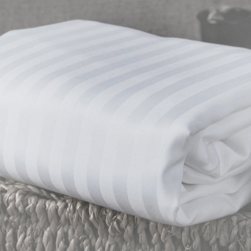 Pure Cotton White TC300 Sateen Stripe Hotel Arkusze łóżka